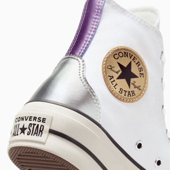 Women’s Converse All Star Lift Platform Chrome Sneaker Shoes Size 10 - Picture 12 of 15